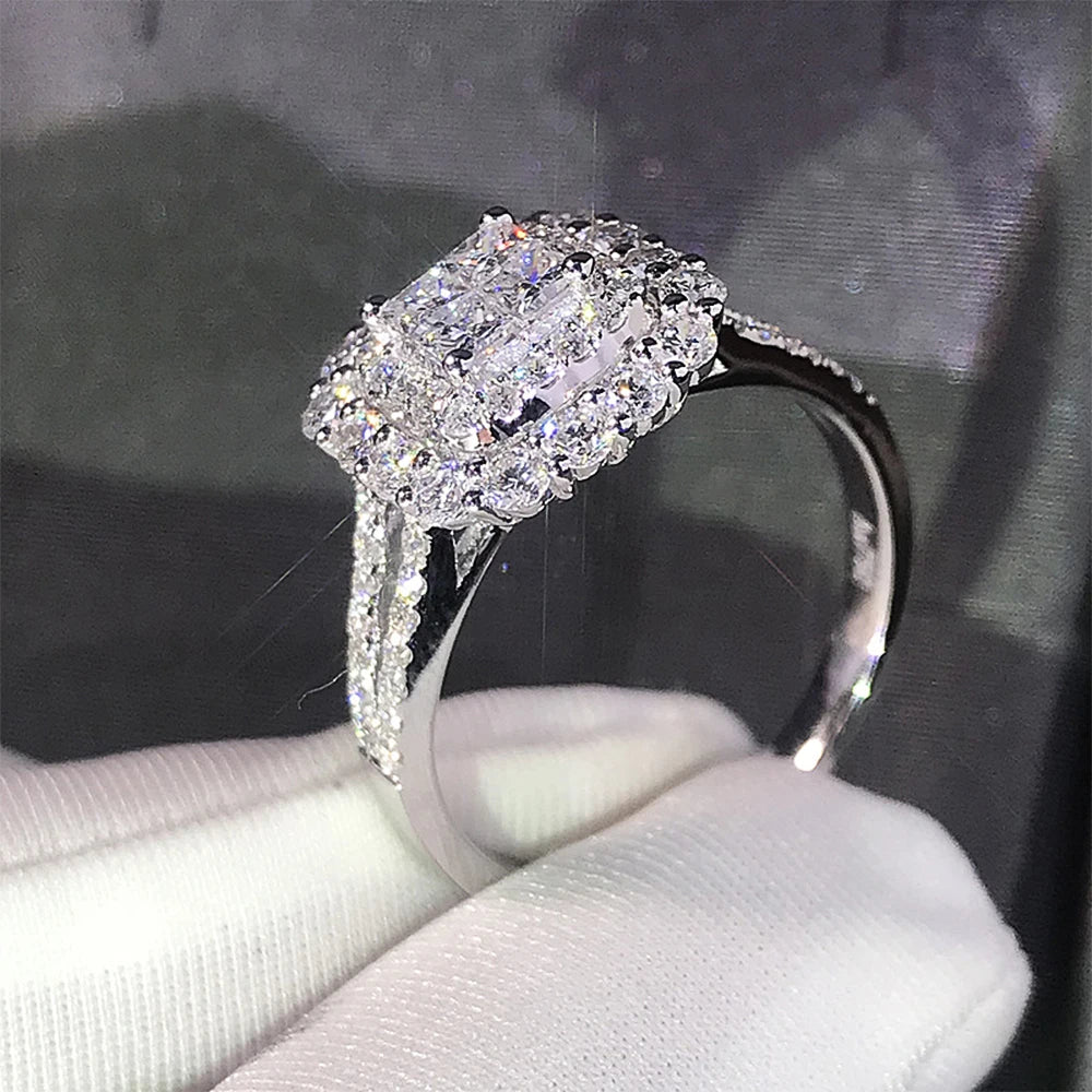 Women Ring Full Bling Iced Out Crystal Zircon Bridal Ring Wedding Engagement Ring-Rings-All10dollars.com