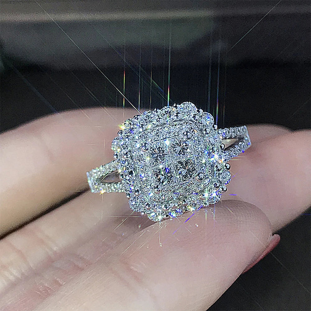 Women Ring Full Bling Iced Out Crystal Zircon Bridal Ring Wedding Engagement Ring-Rings-All10dollars.com