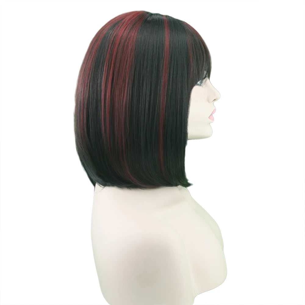 Wigs Short Synthetic Hair Heat Resistant Black Mix Red Straight Hair -  - Just $15! Shop now at Grab 10