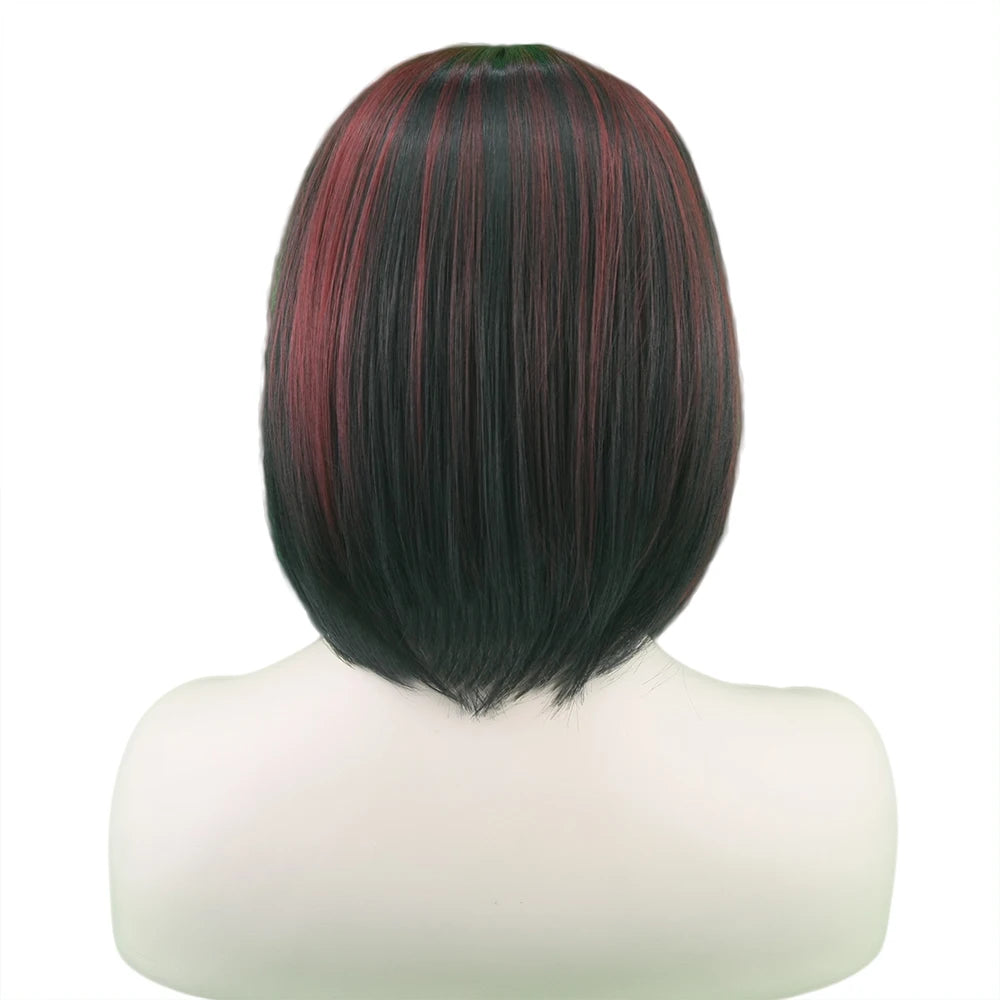 Wigs Short Synthetic Hair Heat Resistant Black Mix Red Straight Hair -  - Just $15! Shop now at Grab 10