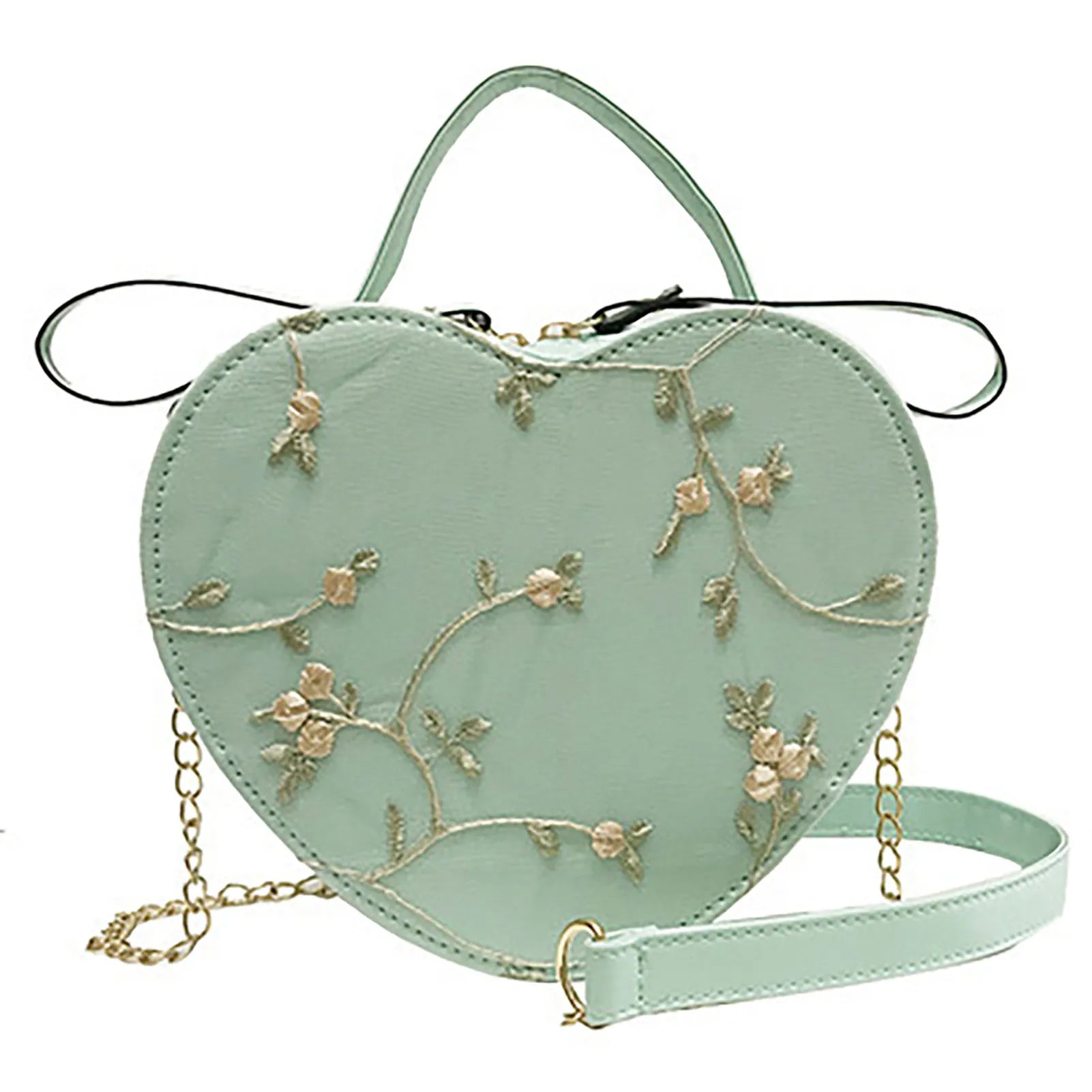 Love Heart Shape Shoulder Bag Small Handbags Flower Design Crossbody-heart shaped bag-All10dollars.com