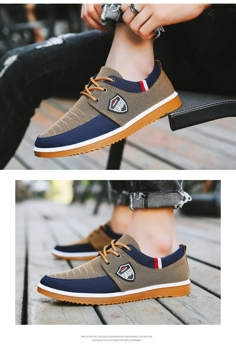 Benino Men's casual Vulcanized loafers Mesh sports Canvas Shoes-men shoes-All10dollars.com