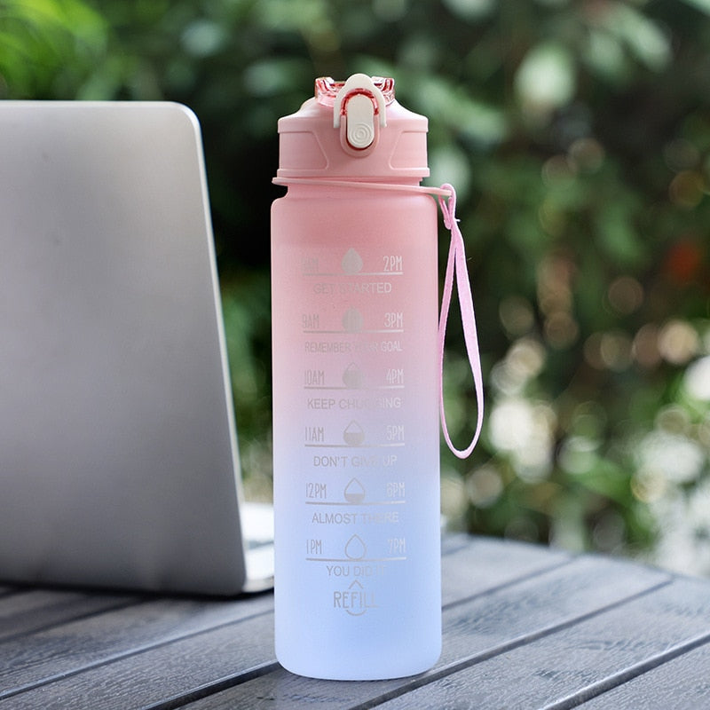 Motivational Time mark Water Bottle-water bottle-900ml Pink-All10dollars.com