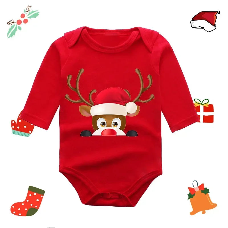 My First Christmas Rompers Baby Boys Girls Bodysuit Long Sleeve Jumpsuits-2243-S-All10dollars.com