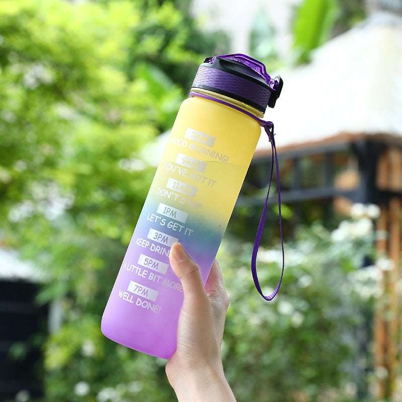 Motivational Time mark Water Bottle-water bottle-1000ml Purple-All10dollars.com