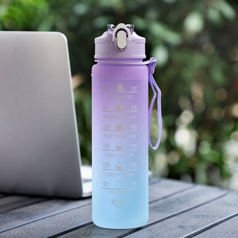 Motivational Time mark Water Bottle-water bottle-900ml Purple-All10dollars.com