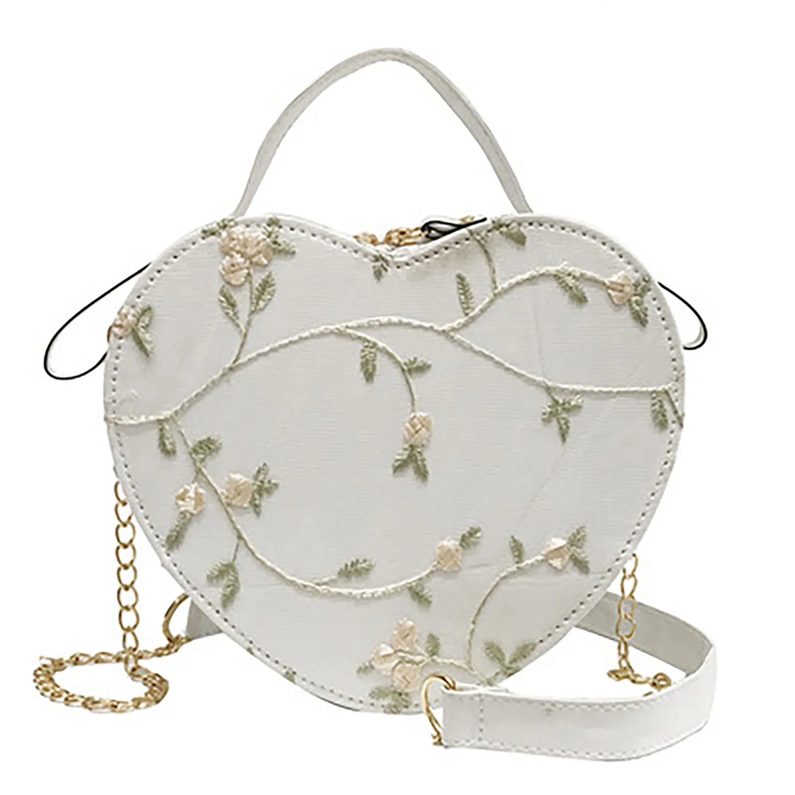 Love Heart Shape Shoulder Bag Small Handbags Flower Design Crossbody-heart shaped bag-All10dollars.com