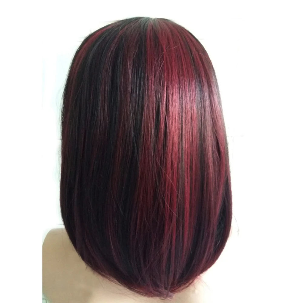 Wigs Short Synthetic Hair Heat Resistant Black Mix Red Straight Hair -  - Just $15! Shop now at Grab 10