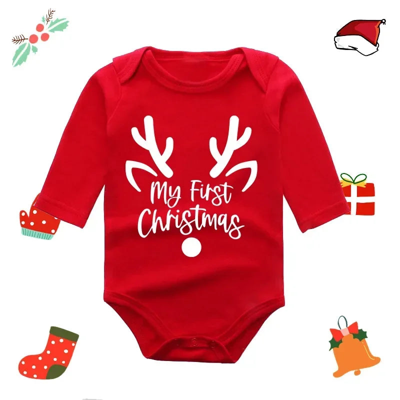 My First Christmas Rompers Baby Boys Girls Bodysuit Long Sleeve Jumpsuits-3043-XL-All10dollars.com