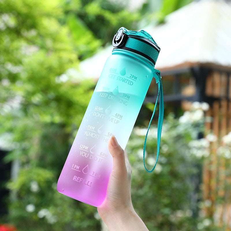 Motivational Time mark Water Bottle-water bottle-1000ml Green-All10dollars.com