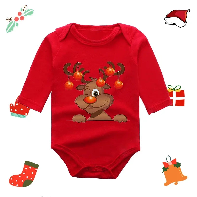 My First Christmas Rompers Baby Boys Girls Bodysuit Long Sleeve Jumpsuits-2224-S-All10dollars.com