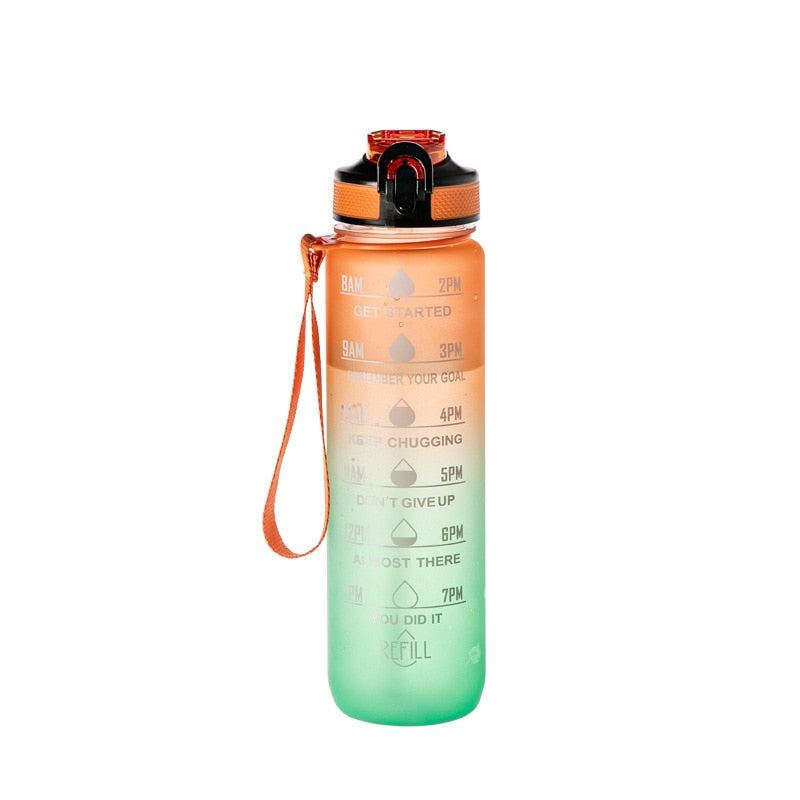 Motivational Time mark Water Bottle-water bottle-1000ml Orange-All10dollars.com