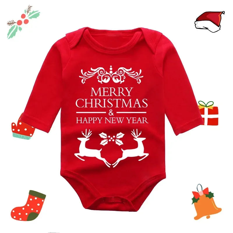 My First Christmas Rompers Baby Boys Girls Bodysuit Long Sleeve Jumpsuits-3047-S-All10dollars.com