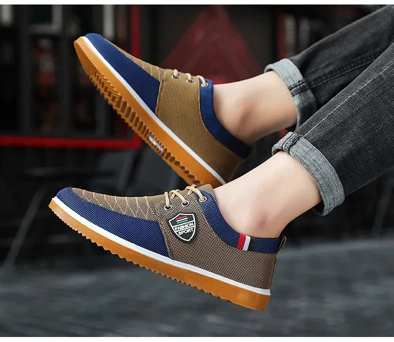 Benino Men's casual Vulcanized loafers Mesh sports Canvas Shoes-men shoes-All10dollars.com