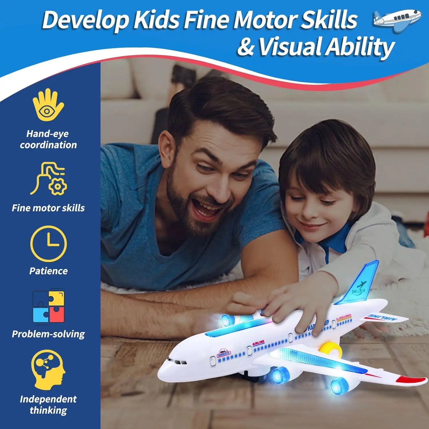 Electronic Aeroplane Toy Music Autopilot Plane Educational Gift-toy airplane-All10dollars.com