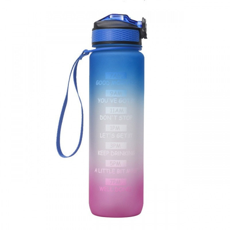 Motivational Time mark Water Bottle-water bottle-1000ml Blue-All10dollars.com