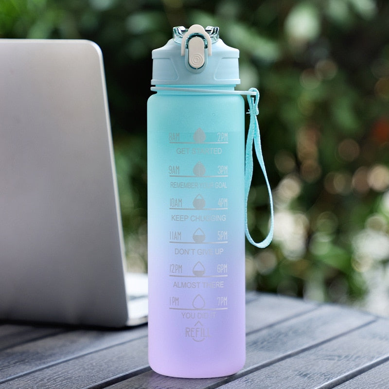 Motivational Time mark Water Bottle-water bottle-900ml Green-All10dollars.com