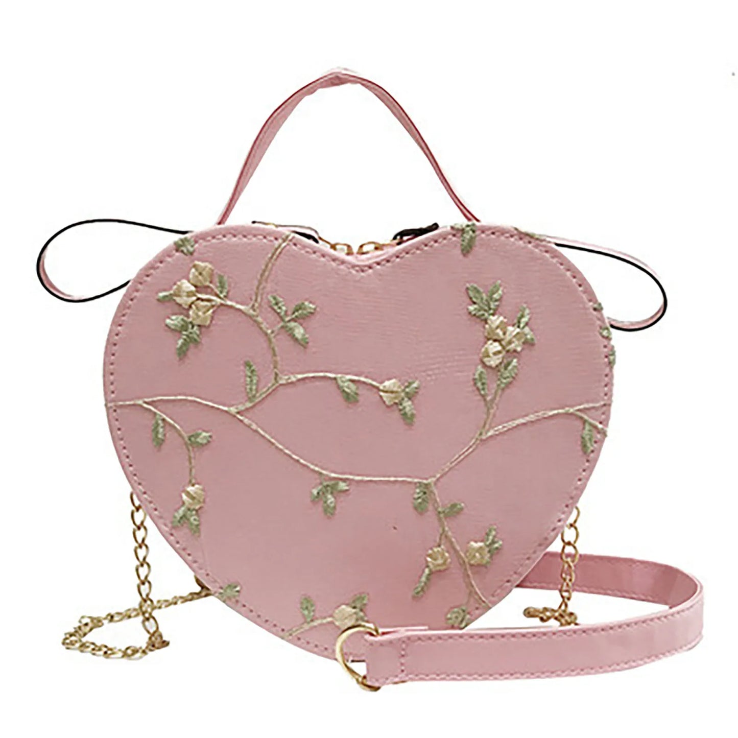 Love Heart Shape Shoulder Bag Small Handbags Flower Design Crossbody-heart shaped bag-All10dollars.com