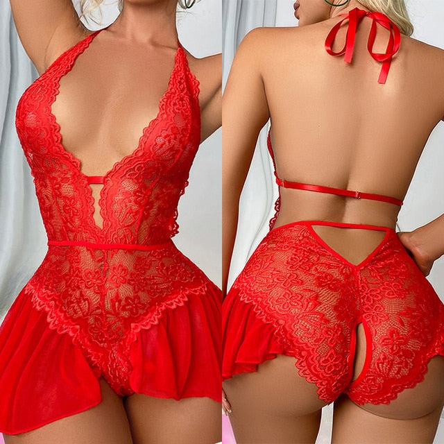 women apparel lace overall shorts-lingerie-red-S-All10dollars.com