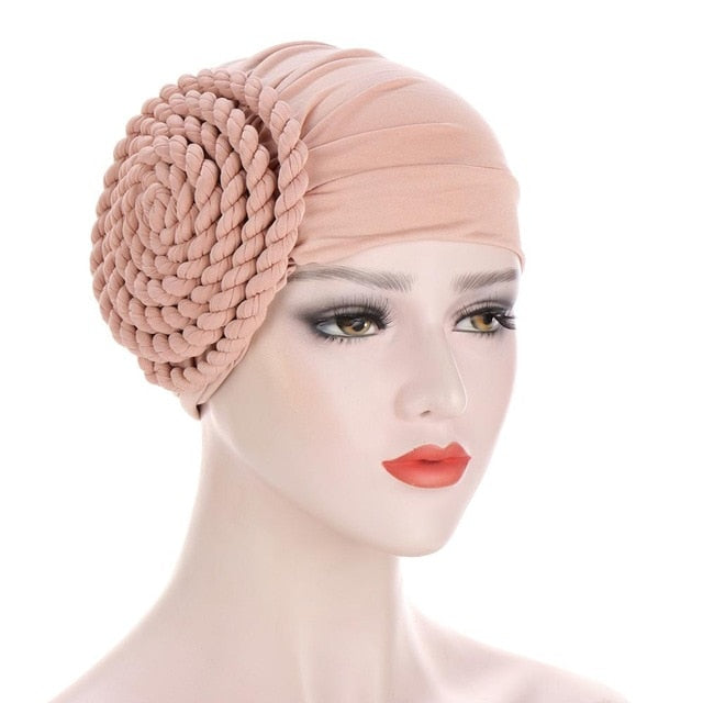 Winter Hat Beanie Braided turban bonnet head - Twisty-African Braids Turbans for woman-light brown-All10dollars.com