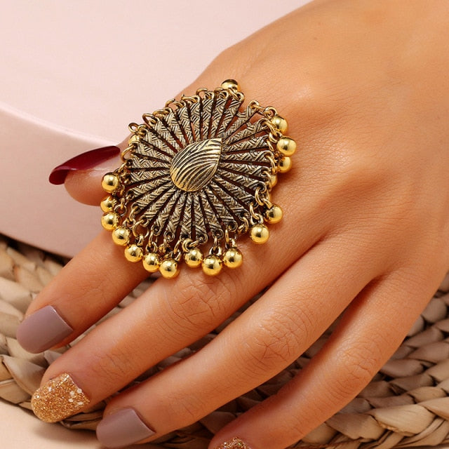 Vintage Antique Big Silver Women-Midi-Rings Engraved Flower Pattern Retro Finger Ring Stylish Indian Jewelry-Resizable-g 6-All10dollars.com