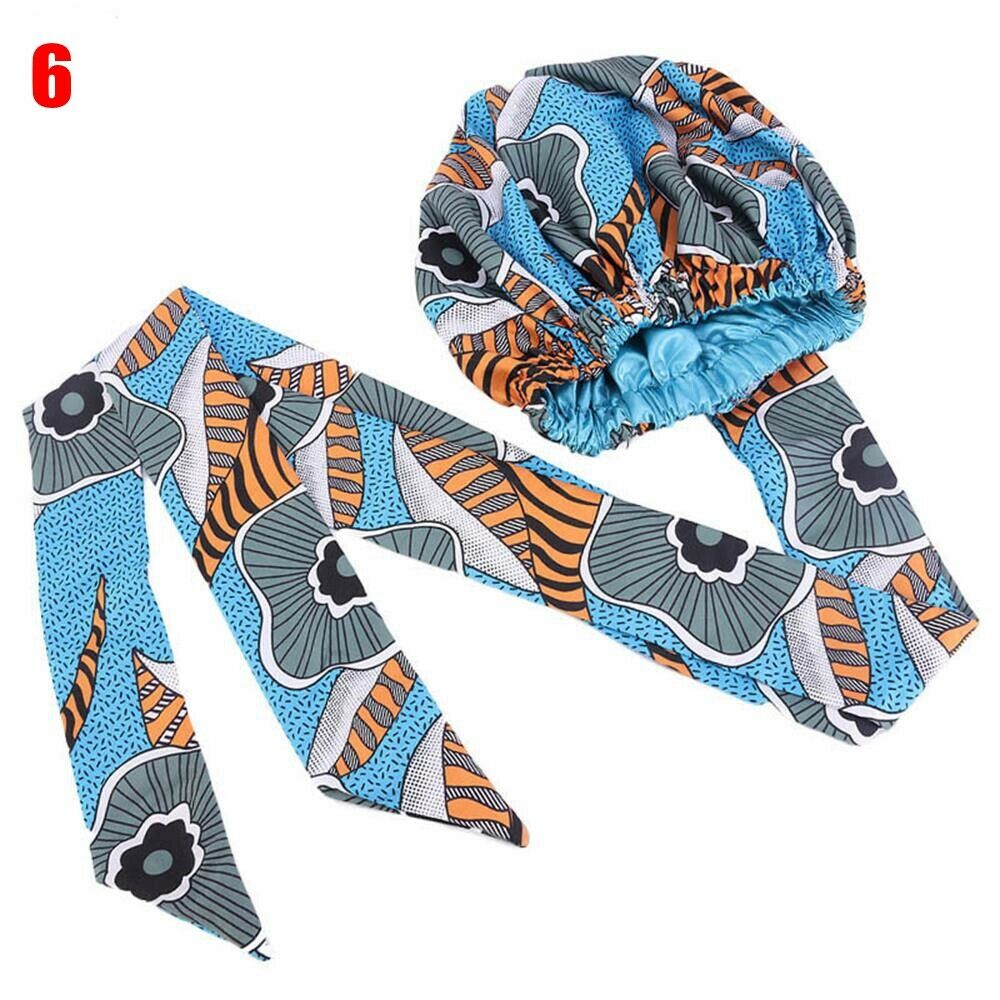 Hair Bonnet Turban Ankara Print-turbans-light blue-All10dollars.com